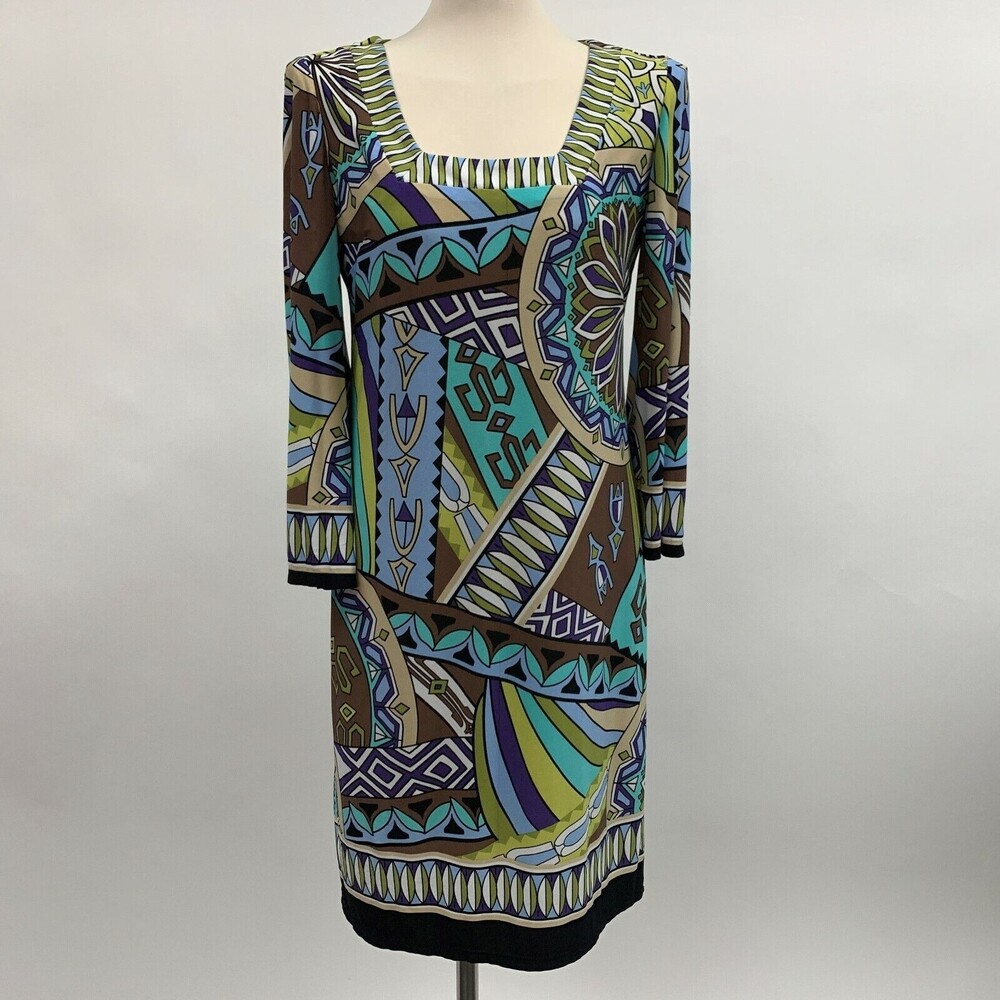 Muse Women's Shift Dress Size 6 Multicolor Square Neckline